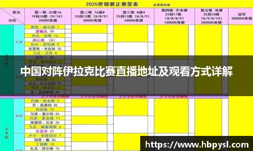 中国对阵伊拉克比赛直播地址及观看方式详解