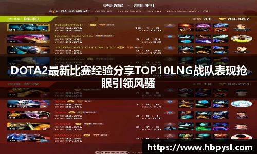 DOTA2最新比赛经验分享TOP10LNG战队表现抢眼引领风骚